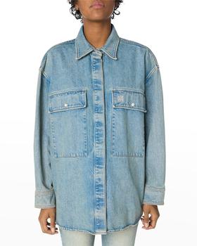 amiri衬衫真假, AMIRI | Logo-Print Denim Workwear Shirt商品图片 