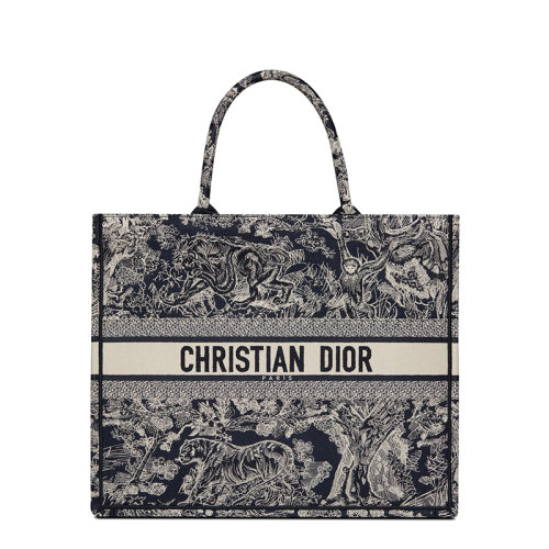 迪奥托特包, Dior | 【包税】DIOR/迪奥 22春夏新款BOOK系列 女士大号蓝色织物反色效果茹伊印花刺绣徽标刺印单肩手提托特包M1286ZRGO_M928商品图片 8折×额外9.5折, 包邮包税, 额外九五折