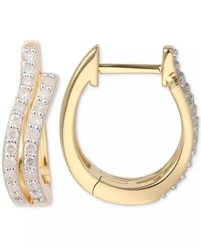 Macy's | Diamond Double-Row Hoop Earrings (1/3 ct. t.w.) in 14k Gold-Plated Sterling Silver,商家Macy's,价格¥3739