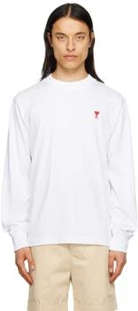 AMI | White Ami de Cœur Long Sleeve T-Shirt 5.6折, 独家减免邮费