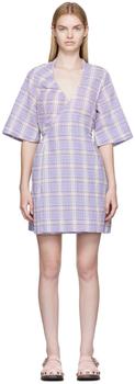 商品Ganni | Purple Seersucker Mini Dress,商家SSENSE,价格¥545图片