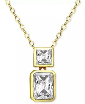 Giani Bernini | Cubic Zirconia Octagon & Square Pendant Necklace in 18k Gold-Plated Sterling Silver, 16" + 2" extender, Created for Macy's,商家Macy's,价格¥771