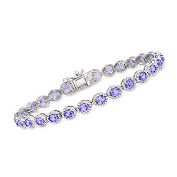 商品Ross-Simons | Ross-Simons Tanzanite and . Diamond Tennis Bracelet in Sterling Silver,商家Premium Outlets,价格¥2140图片