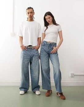 Weekday | Weekday Unisex Astro baggy wide leg jeans in blue,商家ASOS,价格¥193