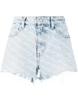 Alexander Wang | ALEXANDER WANG Denim shorts with logo print and frayed hem 6.6折