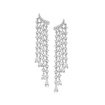 Ross-Simons | Ross-Simons Italian CZ Multi-Strand Drop Earrings in Sterling Silver 3.6折, 独家减免邮费