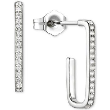 Macy's | Diamond Geometric Hoop Earrings (1/5 ct. t.w.) in Sterling Silver商品图片,
