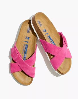 推荐Suede Siena Soft Footbed Sandals in Fuchsia Tulip商品