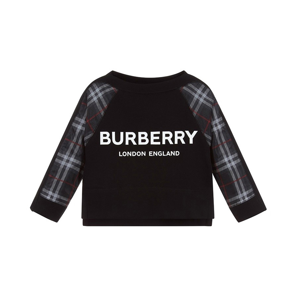 Burberry | Burberry Kids 博柏利童装 女童黑色TEEN格纹拼接套头衫 8011010商品图片,独家减免邮费