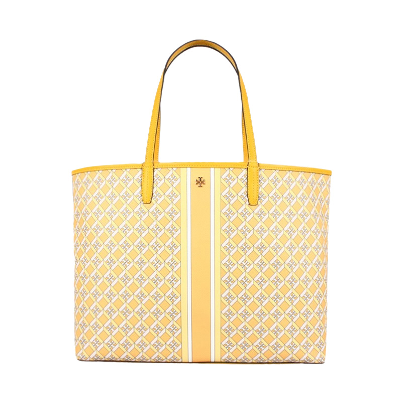 tory burch tote, Tory Burch | TORY BURCH 女士橘黄格纹徽标托特包 82398-703商品图片 满$100享9.5折, 满折