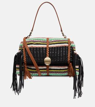 Chloé | Penelope Large leather-trimmed shoulder bag商品图片,