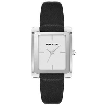 Anne Klein | Women's Black Genuine Leather Strap Watch 40mm商品图片,