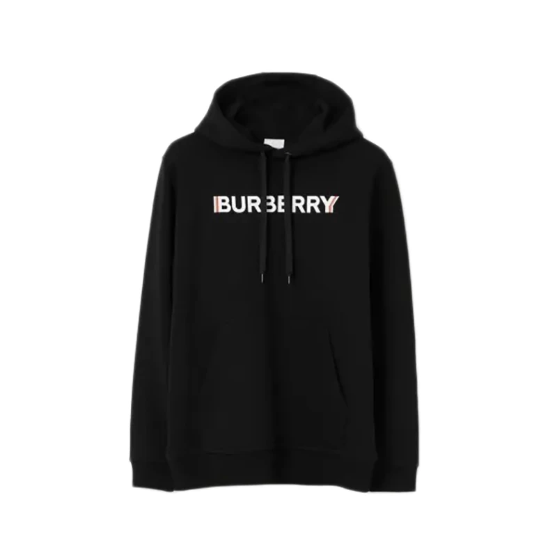 Burberry | BURBERRY/博柏利 女士黑色棉质徽标印休闲宽松连帽卫衣 7.3折