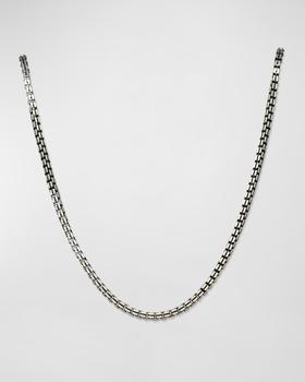 推荐Men's Gunmetal Sterling Silver Box Chain Necklace商品