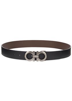 推荐Gancini black reversible leather belt商品