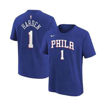 推荐Youth James Harden Royal Philadelphia 76ers Name and Number Performance T-Shirt商品