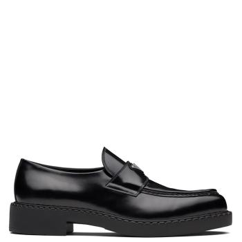 Prada | 【预售3-7天】PRADA/普拉达 21年秋冬 男士黑色亮面皮革尖头乐福鞋2DE131_055_F0002商品图片,7.9折, 包邮包税