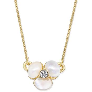 kate spade项链, Kate Spade | Gold-Tone Pavé & Mother-of-Pearl Flower Pendant Necklace商品图片 