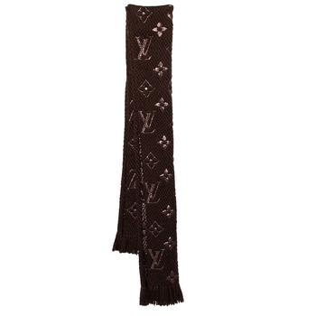 lv围巾, [二手商品] Louis Vuitton | Louis Vuitton Brown Logomania Lurex Wool & Silk Fringed Scarf商品图片 9折, 满1件减$100, 满减