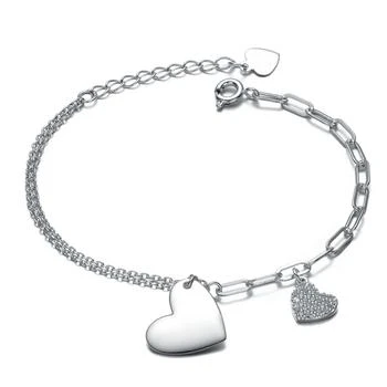 Genevive | Ga Sterling Silver White Gold Plated Cubic Zirconia Adjustable Bracelet,商家Premium Outlets,价格¥820