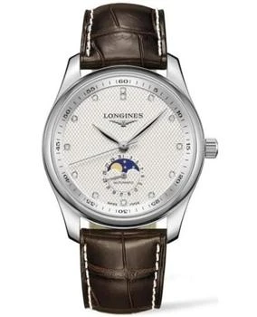 推荐Longines Master Collection Moonphase Silver Dial Diamond Brown Leather Strap Men's Watch L2.909.4.77.3商品