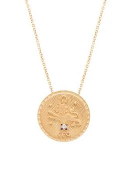 推荐Happy Me 14K Yellow Gold Vermeil & Crystal Zodiac Medallion Necklace商品