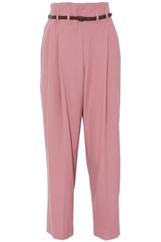 product Cropped belted wool and cotton-blend twill wide-leg pants image
