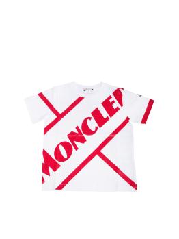 推荐Moncler 男童白色和红色徽标印花T恤 8C70120-83907-001商品