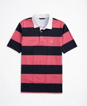 布克兄弟 polo, Brooks Brothers | Slim Fit Rugby Stripe Stretch Pique Polo Shirt商品图片 