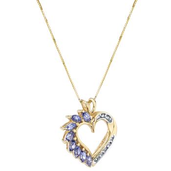 商品Tanzanite (3/4 ct. t.w.) & Diamond (1/10 ct. t.w.) Heart 18" Pendant Necklace in 14k Gold图片