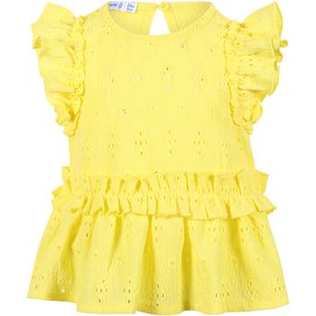 推荐Ruffled perforated blouse in yellow商品