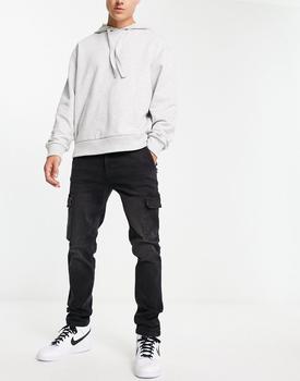 ASOS | ASOS DESIGN skinny jeans in washed black with cargo pocket商品图片,