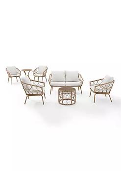 Crosley, Crosley Furniture | Crosley Furniture KO70401NA-CR 111 x 121 x 36 in. Juniper Outdoor Wicker Conversation & Bistro Set - Creme & Natural - 7 Piece商品图片 