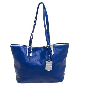 推荐Longchamp Blue/Silver Leather Medium LM Cuir Shopper Tote商品