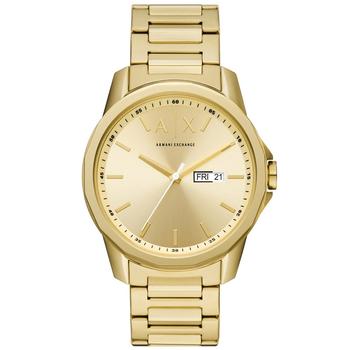 阿玛尼手表女, Armani Exchange | Women's Three-Hand Day-Date Gold-Tone Stainless Steel Bracelet Watch, 44mm商品图片 