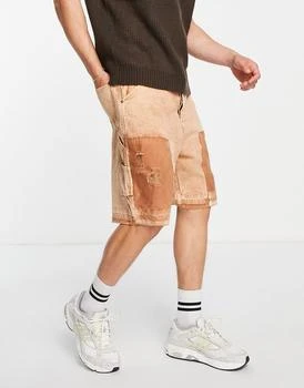 推荐Jaded London denim carpenter shorts in stone商品