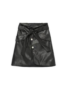 推荐Girl's Belted Faux Leather Skirt商品