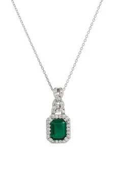 Savvy Cie Jewels | Rhodium Plated Created Emerald & Cubic Zirconia Pendant Necklace 2.6折