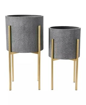 Storied Home | Modern Boho Embossed Metal Planters with Stands,商家Macy's,价格¥868