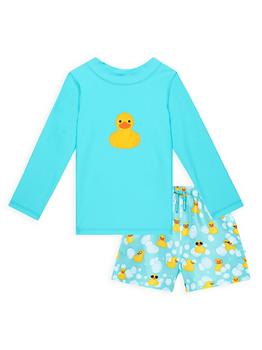 商品Posh Peanut | Baby's & Little Boy's Ducky Rashguard T-Shirt & Swim Trunks Set,商家Saks Fifth Avenue,价格¥530图片