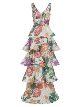 商品Floral Sequin Tiered Gown图片
