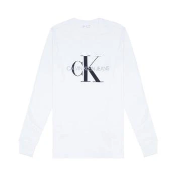Calvin Klein | CALVIN KLEIN 男士白色棉质字母印花厚款加绒圆领套头卫衣 41VM875-103 满$1享9.5折, 包邮包税, 满折