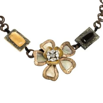 推荐Marni Flower Crystal Resin Metal Embellished Statement Tie-up Necklace商品