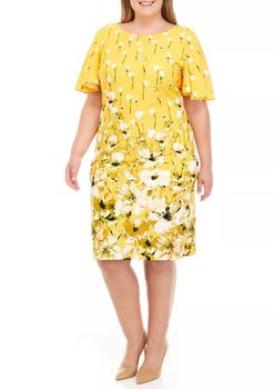 product Plus Size Short Sleeve Printed Scuba Sheath Dress image