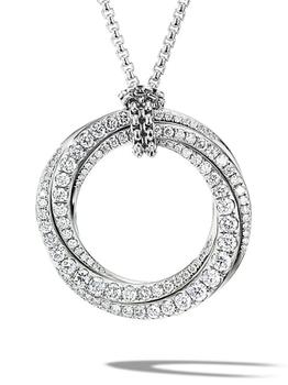 商品David Yurman | Crossover 18K White Gold & Diamond Pavé Pendant Necklace,商家Saks Fifth Avenue,价格¥72368图片