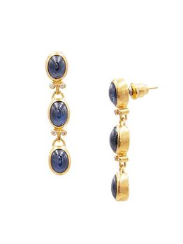 商品Gurhan | Rune 24K Yellow Gold, Blue Sapphire, & 0.144 TCW Diamond Drop Earrings,商家Saks Fifth Avenue,价格¥51491图片