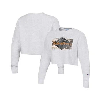 CHAMPION | Women's Heather Gray Distressed Tennessee Volunteers Reverse Weave Cropped Pullover Sweatshirt 8折, 独家减免邮费