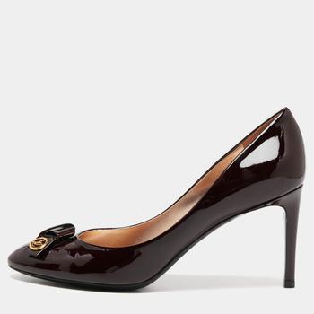 lv高帮鞋, Louis Vuitton | Louis Vuitton Burgundy Patent Leather Fiance Bow Pumps Size 38.5商品图片 6.2折