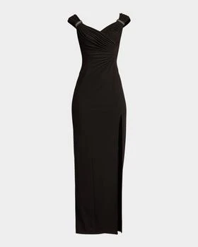 SHO by Tadashi Shoji | Ruched Crepe Column Gown,商家Neiman Marcus,价格¥2764