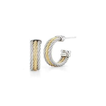 商品ALOR | Yellow & Grey Cable Petite Three Row Hoop Earrings with 18kt White Gold,商家Jomashop,价格¥2249图片